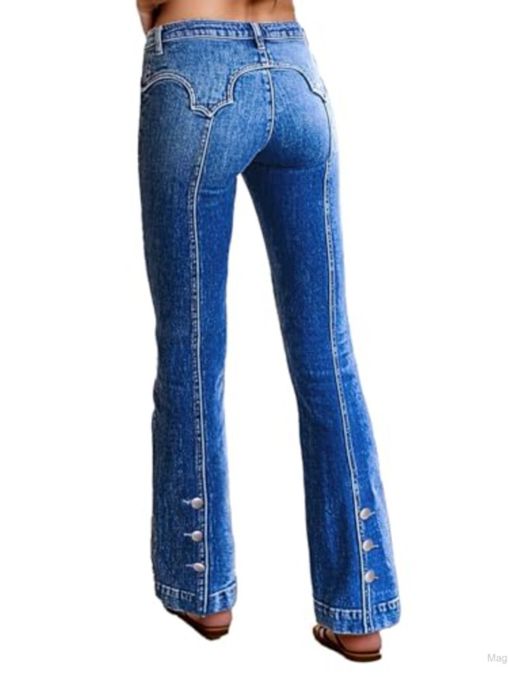 Flare High Waist Jeans for Women with Pockets Butt Lifting Stretch